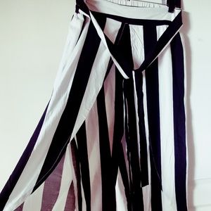 Stripes White and Black Pants Set